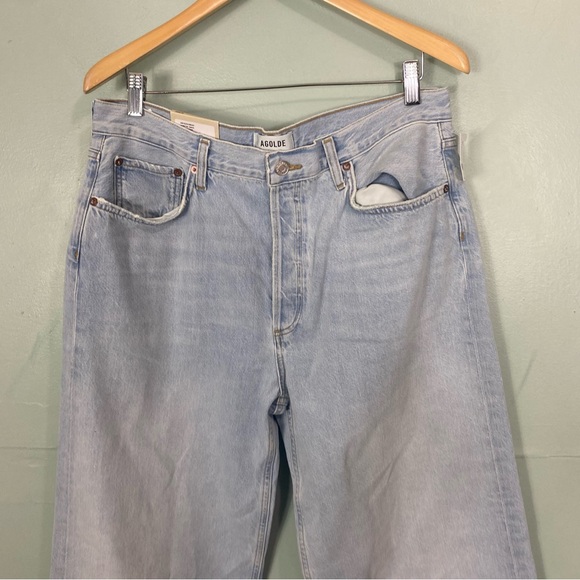 Agolde Low Slung Baggy Jeans Blue Fragment Straight Leg Size 30 Light Wash - Picture 3 of 7